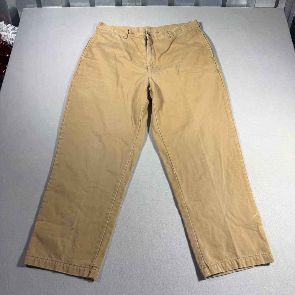 LL Bean Mens‎ 38x29 Natural Fit Flannel Lined Chino Pants Khaki Tan Cotton 0BFR1